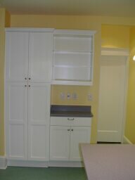 pantry, cookbook storage, message center